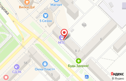 Оператор связи МегаФон на улице Егорова на карте
