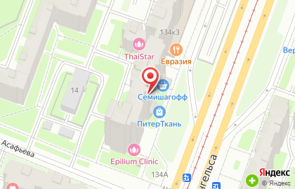 Магазин ткани и фурнитуры ПитерТкань на проспекте Просвещения на карте