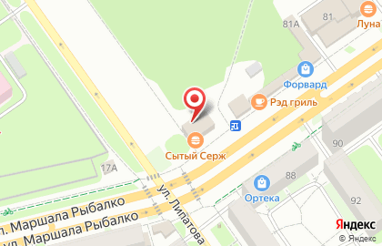 Магазин вкусного мяса Фортуна Урала на улице Маршала Рыбалко на карте