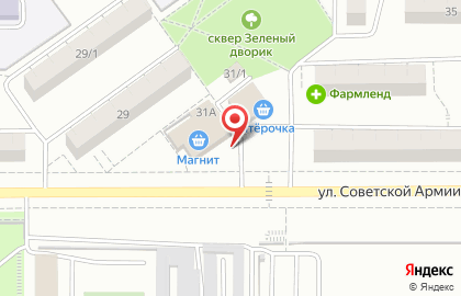 Ночная автостоянка на улице Советской Армии на карте