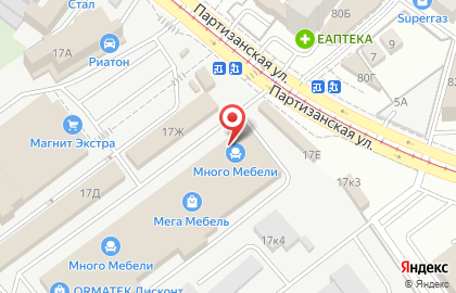 Мебельная фабрика SV-мебель на Партизанской улице на карте