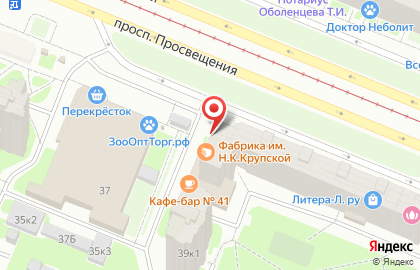 Кондитерский магазин фабрики им. Крупской в Санкт-Петербурге на карте