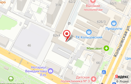 Ленинский район Киоск по продаже фруктов и овощей на Кольцовской улице на карте