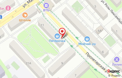 Супермаркет Пятёрочка на Пролетарской улице в Химках на карте