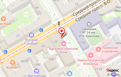 Банно-оздоровительный комплекс Василеостровские бани в Василеостровском районе на карте