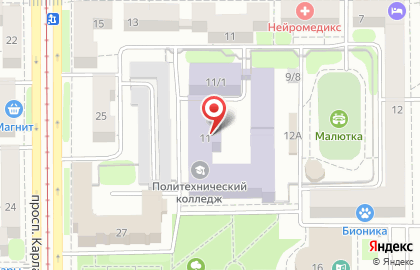Политехнический колледж на улице Казакова на карте
