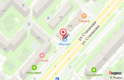 Супермаркет Магнит на улице Стаханова на карте