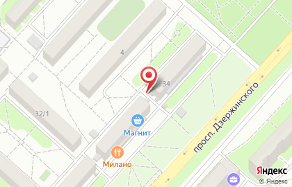 Киоск по продаже овощей и фруктов на проспекте Дзержинского на карте