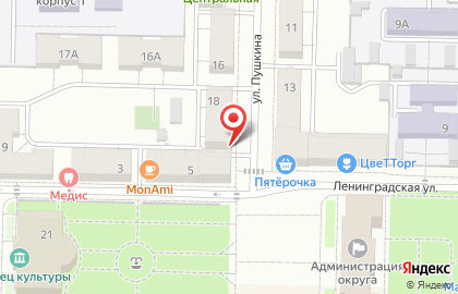 Магазин продуктов Родник на улице Пушкина на карте