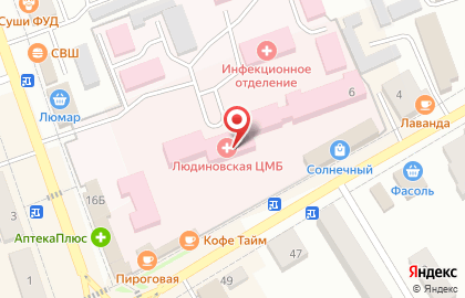 Центральная районная больница на улице Фокина на карте