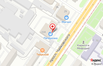 Супермаркет Пятёрочка на проспекте Чайковского на карте