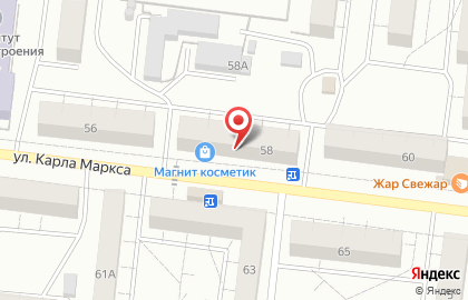 Супермаркет Магнит на улице Карла Маркса, 58 в Зеленодольске на карте