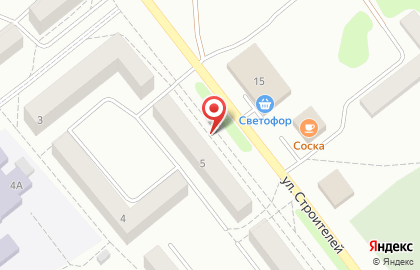 Магазин одежды и обуви Московская Ярмарка на улице Строителей на карте