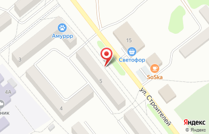 Магазин одежды и обуви Московская Ярмарка на улице Строителей на карте