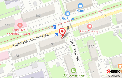 Продовольственный магазин Любава на Петропавловской улице на карте
