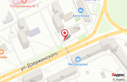 Киоск фастфудной продукции на улице Дзержинского на карте