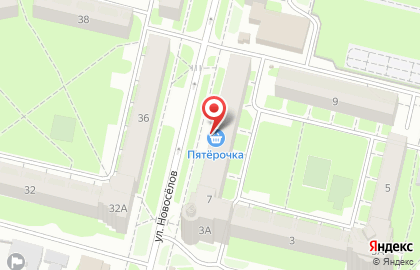 Супермаркет Пятёрочка на улице Новосёлов на карте