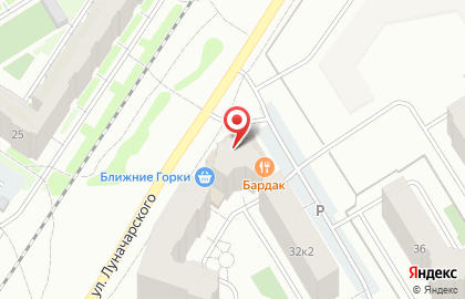 Киоск по продаже фруктов и овощей на улице Луначарского на карте