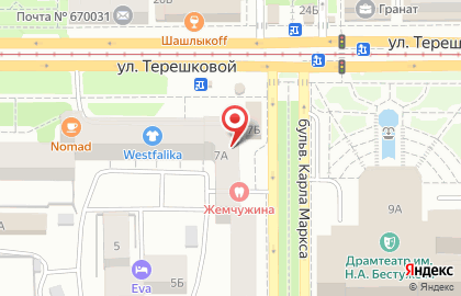 Магазин канцелярских товаров и книг Полином на улице Терешковой на карте