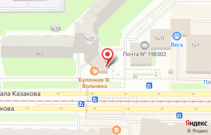 Киоск по продаже печатной продукции Полюс на улице Маршала Казакова на карте