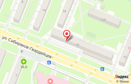 Продовольственный магазин Мимоза на улице Сибиряков-Гвардейцев на карте