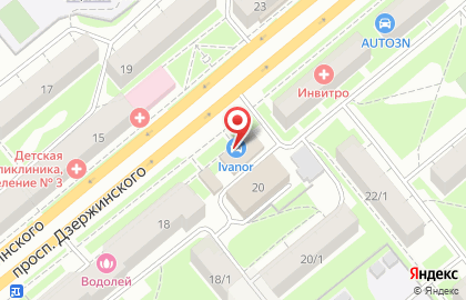 Шинный центр Vianor на проспекте Дзержинского на карте