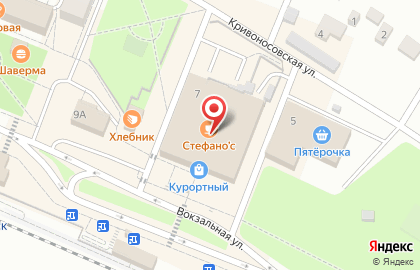 Супермаркет Перекрёсток на Вокзальной улице в Зеленогорске на карте