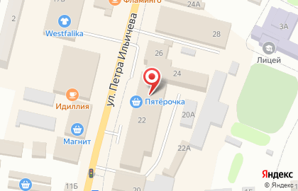 Супермаркет Пятёрочка на улице Петра Ильичева на карте