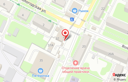 Киоск по продаже фруктов и овощей в Вологде на карте