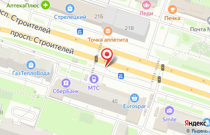 Киоск на проспекте Строителей на карте