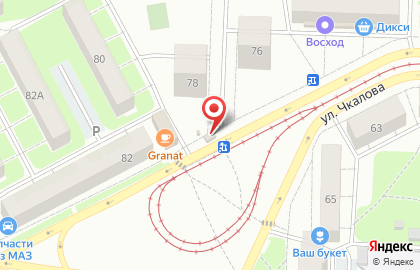 Продовольственный магазин на улице Чкалова на карте