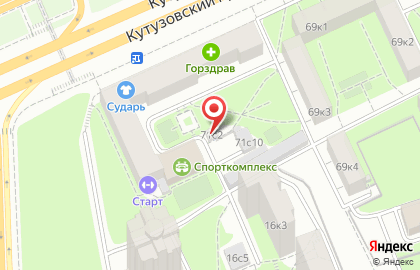 Старт на Кутузовском проспекте на карте