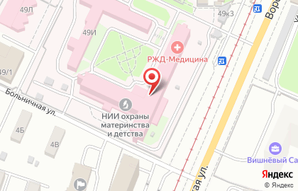 Клиническая больница РЖД-Медицина в Железнодорожном районе на карте