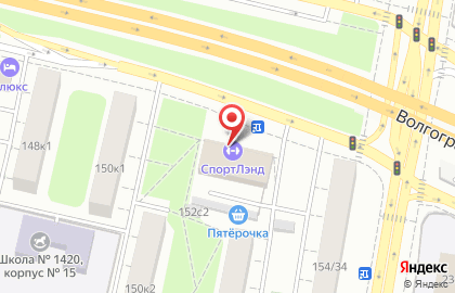 Фитнес-клуб СпортЛэнд на метро Кузьминки на карте