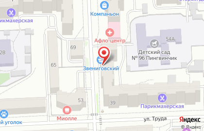 Магазин Звениговский мясокомбинат на улице Труда на карте