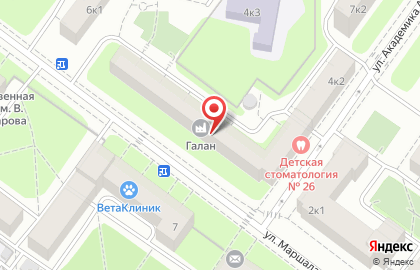 Детская стоматологическая поликлиника №26 на улице Маршала Новикова на карте