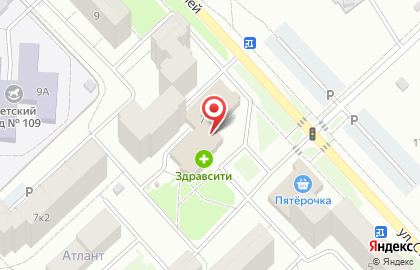 Супермаркет Магнит у дома в Дзержинском районе на карте