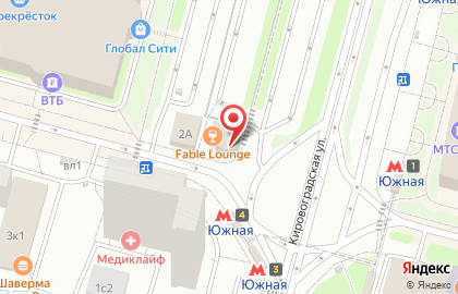 Кальян-бар Мята Lounge на метро Южная на карте