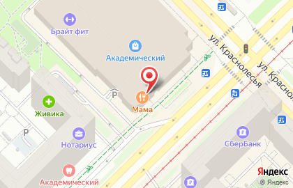 Кафе Япона Мама на улице Краснолесья на карте
