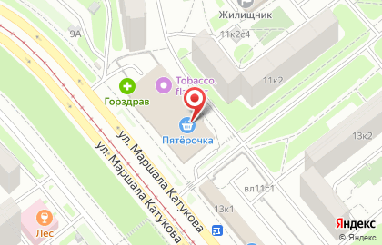 Квадрат на улице Маршала Катукова на карте