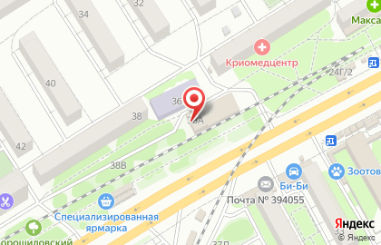Воронежский филиал Банкомат, ЮниКредит Банк на улице Ворошилова на карте