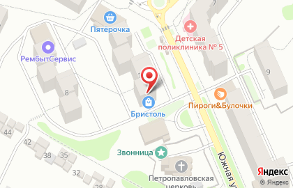 Магазин у дома Бристоль на Южной улице на карте