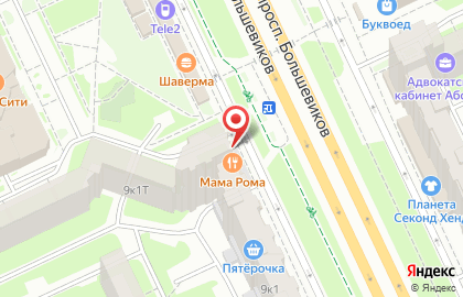 Киоск по продаже печатной продукции Ника на проспекте Большевиков на карте