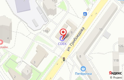 Служба экспресс-доставки Cdek на улице Грибоедова на карте