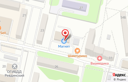 Супермаркет Магнит на улице Олега Кошевого в Ревде на карте