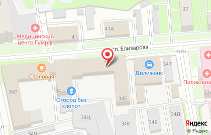 Солнышко на проспекте Елизарова на карте