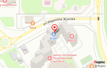 Ветеринарная клиника АСВЕТ на улице Маршала Жукова на карте