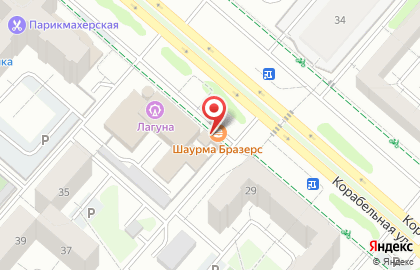 Кафе быстрого питания Шаурма БРАЗЕРС на Корабельной улице на карте