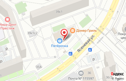Супермаркет Пятёрочка на Ясеневой улице, 39 на карте