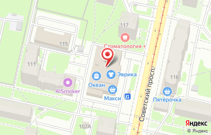 Пункт выдачи магазина электроники и бытовой техники Позитроника на Советском проспекте на карте